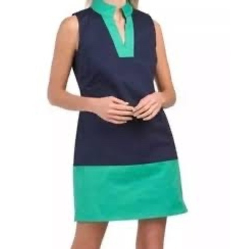 Sail to Sable Tunic Shift Dress Medium Navy Green NWT Colorblock Sleeveless